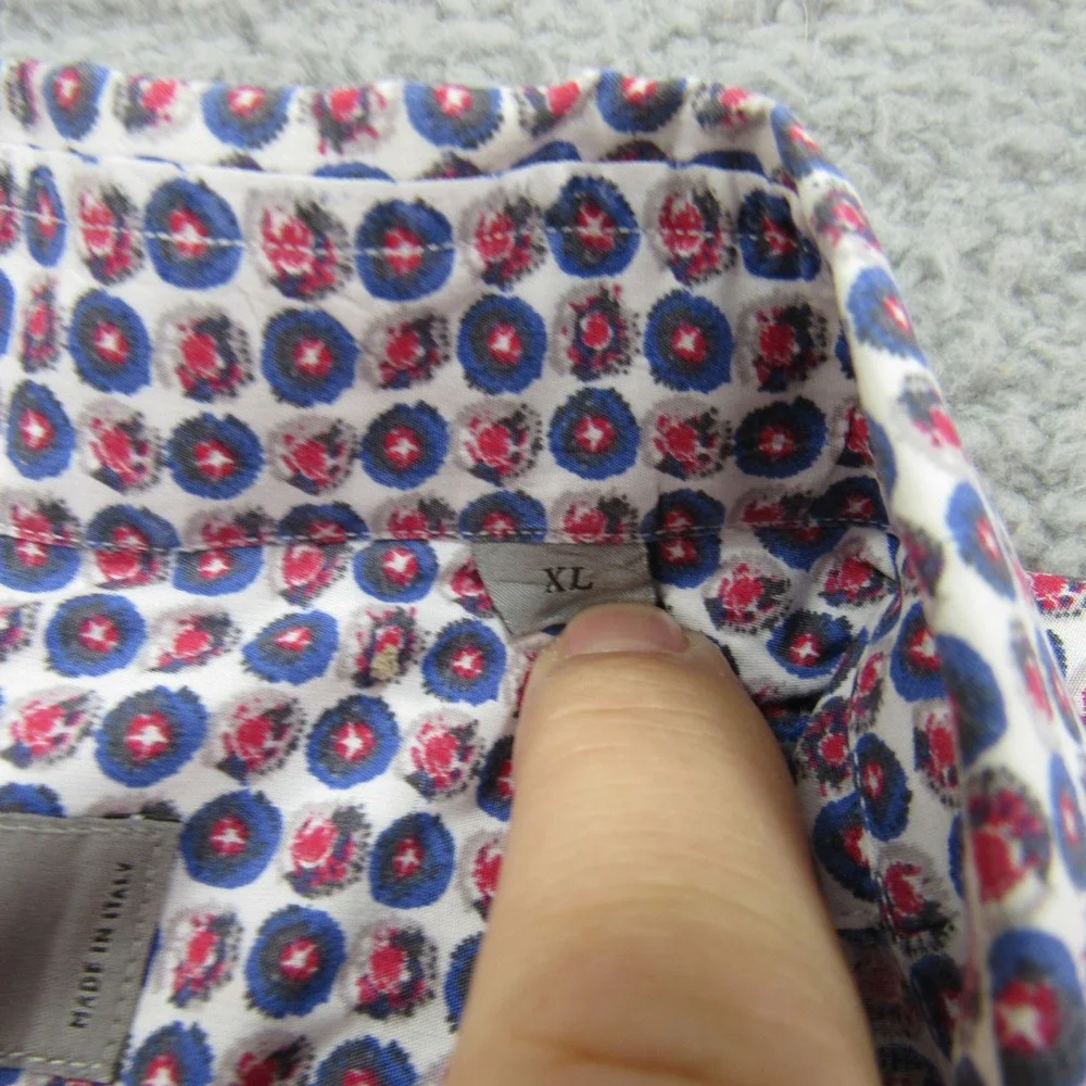 CANALI 1934 Mens XL Geometric Print Long Sleeve Button Down‎ Dress Shirt Italy